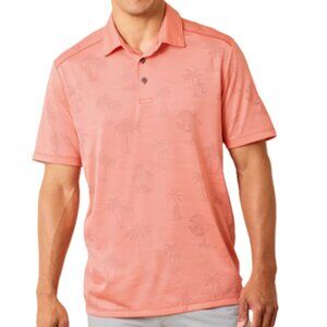 Tommy Bahama IslandZone Polo Shirt Palm Print Coral Pink Large NWT